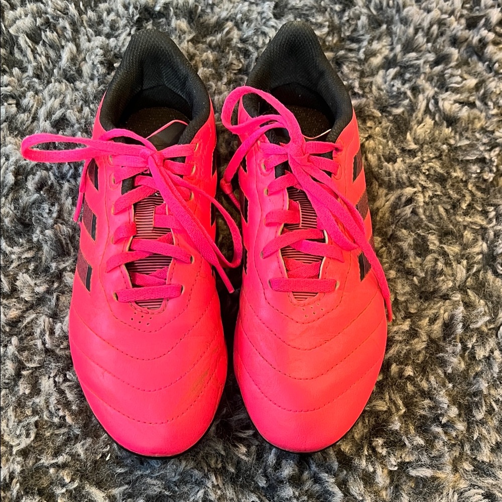 Adidas Kids Bright Pink Sneakers with Black Accents